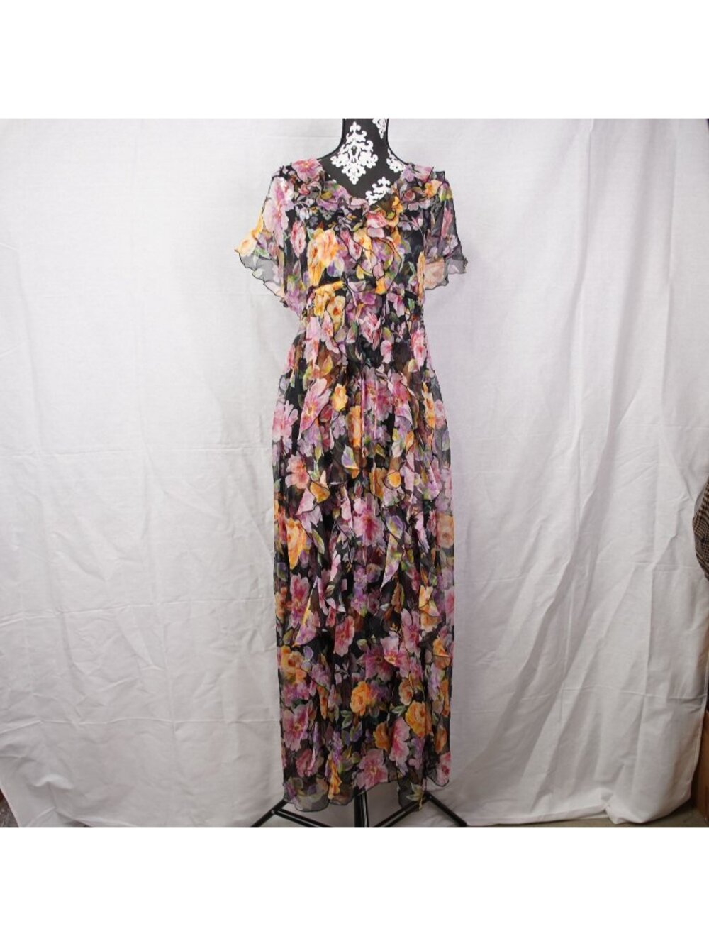 Johnny Was Jade Suri Ruffle Floral Maxi Dress Size Small Kasumi NWT $560